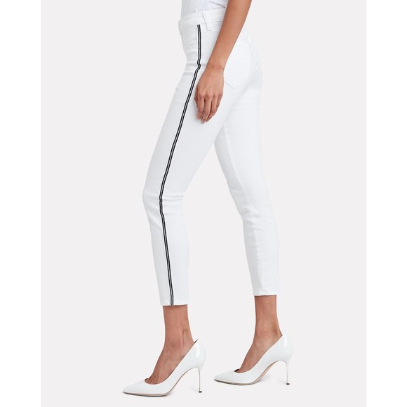 L'Agence Margot Ankle Skinny Jeans Size 25 Blanc White Stripe High Rise Stretch